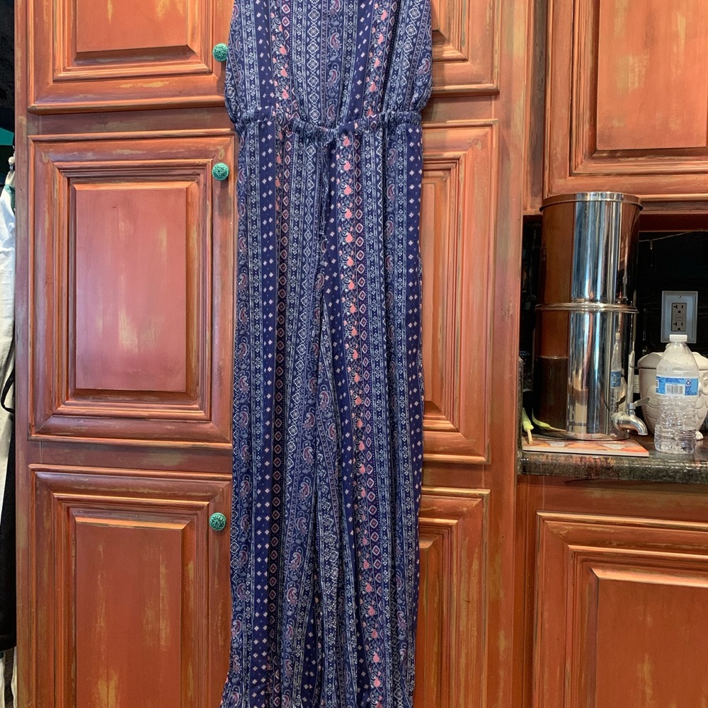 Navy Patterned Jumpsuit - Picture 2 of 2